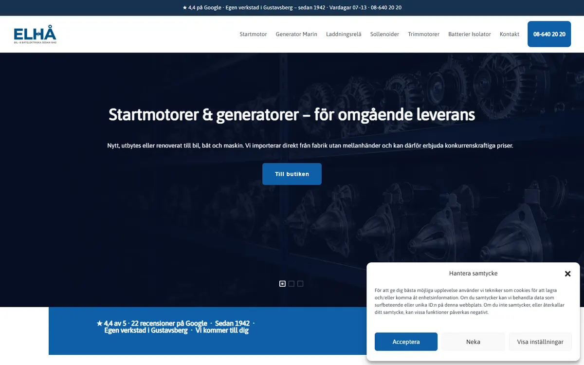 Elhå Bil- & Båtelektriska — homepage of the shipped build