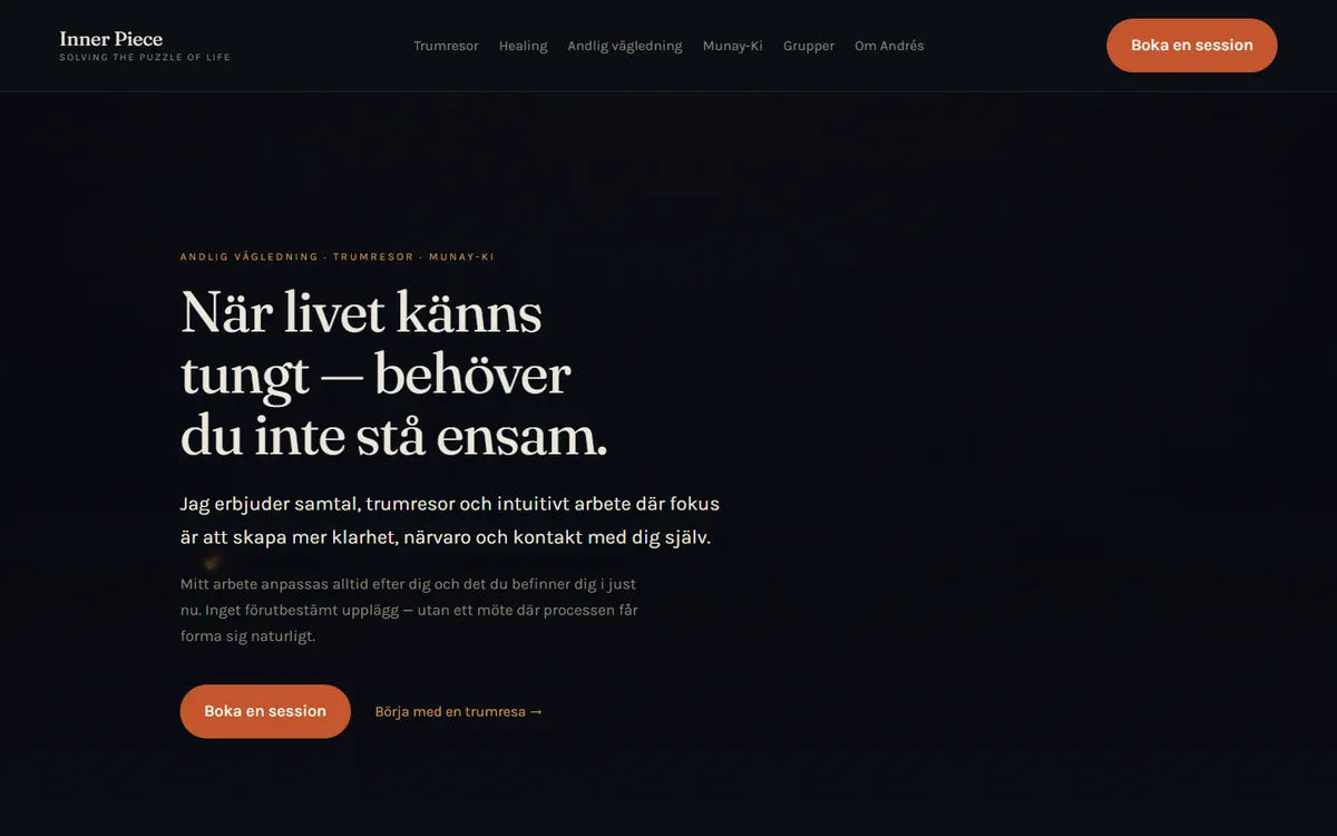 InnerPiece — homepage of the shipped build