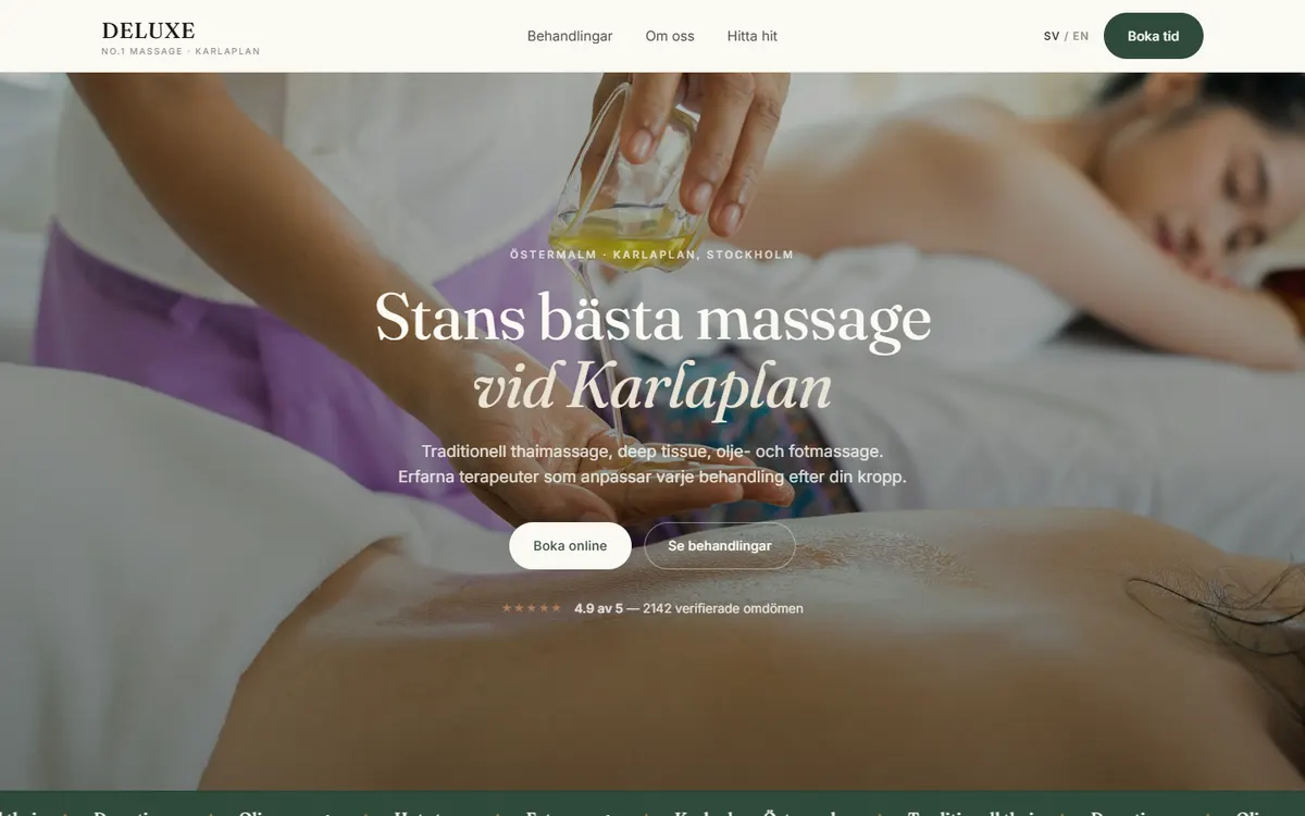 No1 Deluxe Massage — homepage of the shipped build
