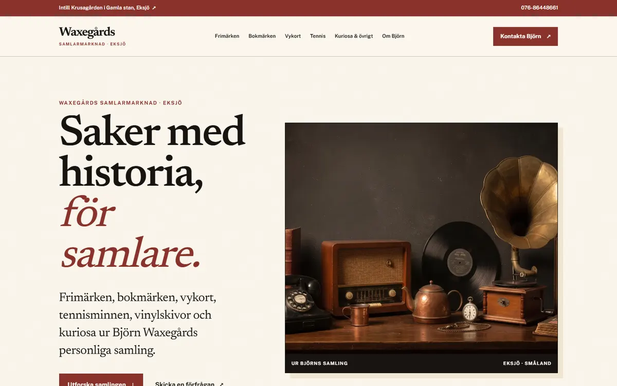 Waxegårds Samlarmarknad — homepage of the shipped build